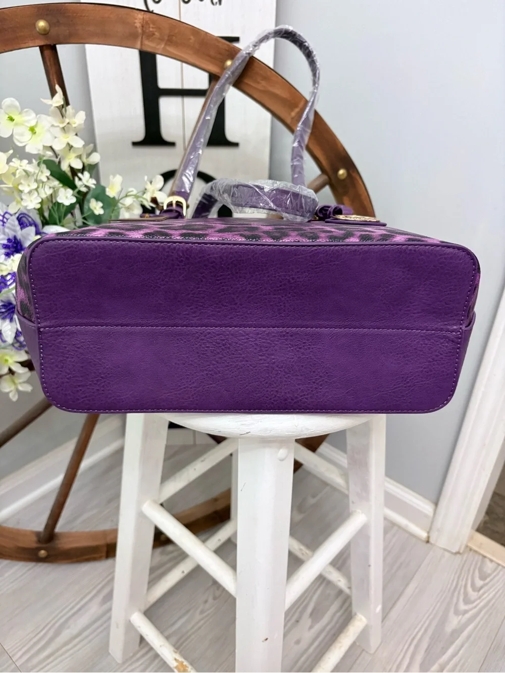 Montana West Purple Leopard Print Tote Bag